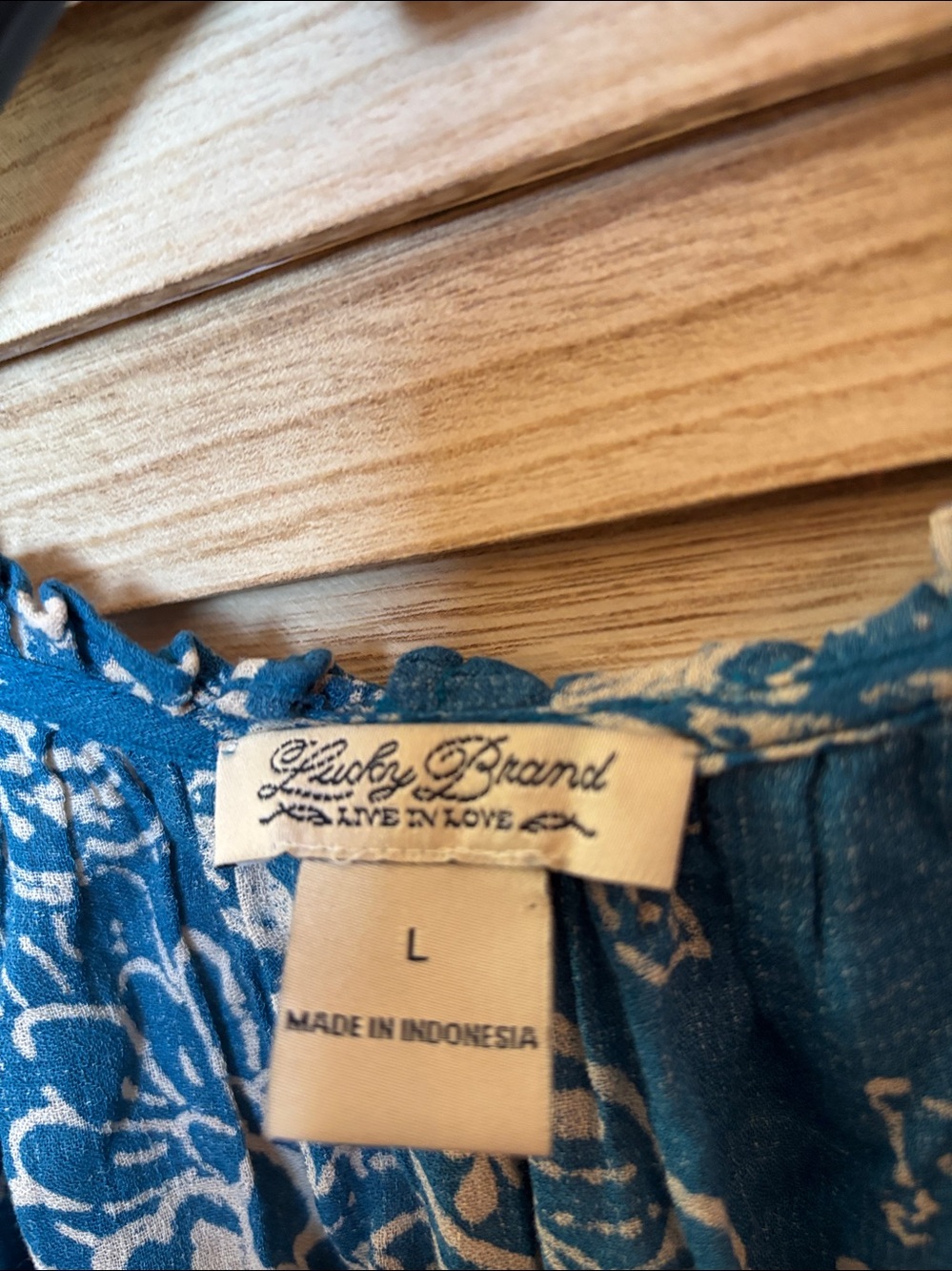 Lucky Brand Teal Floral Blouse Large - Picture 3 of 6